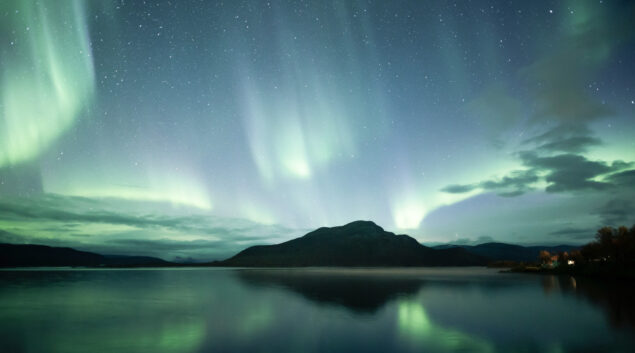 Northern lights and mountainous scenery